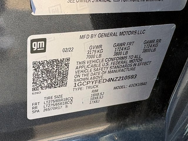 2022 Chevrolet Silverado 1500 LTD 4WD Crew Cab Short Bed LT Trail Boss