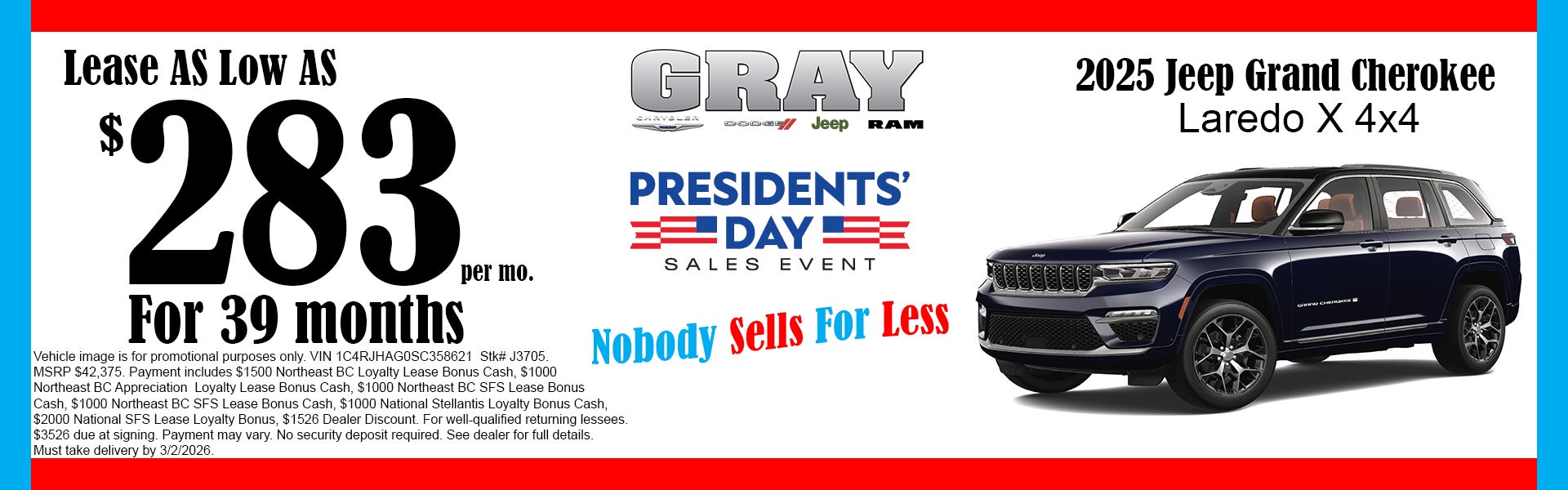 Grand Cherokee Laredo X Lease Special