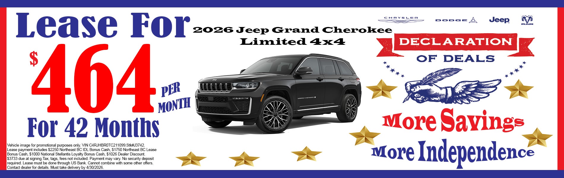 Jeep Grand Cherokee April Lease Special